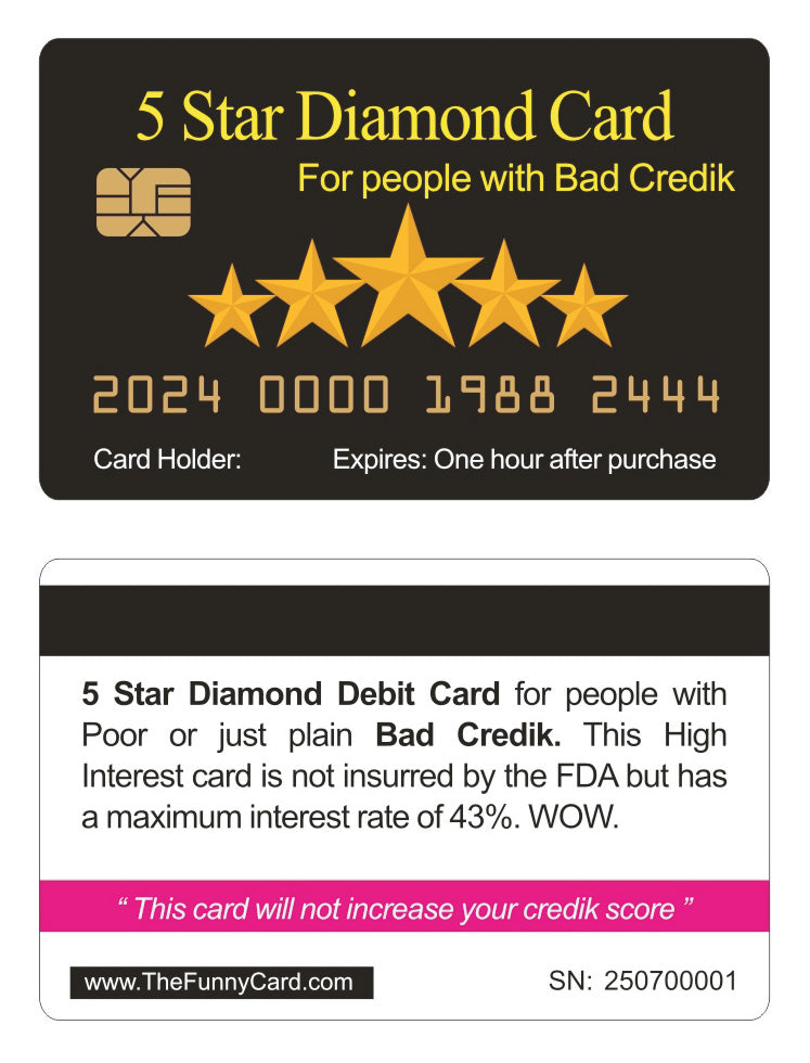 Official 5 Star Diamond Card™ (4 PACK) Free Shipping.