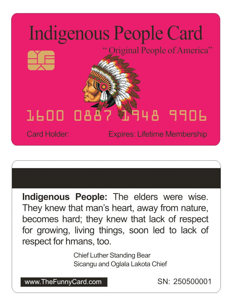 Official Indigenous Person Card™ (8 PACK) Free Shipping.