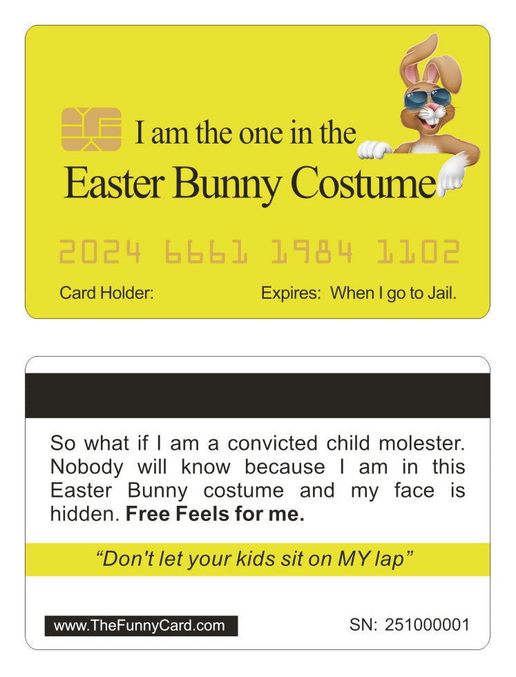 Official Easter Bunny Costume Card™ (4 PACK) Free Shipping.