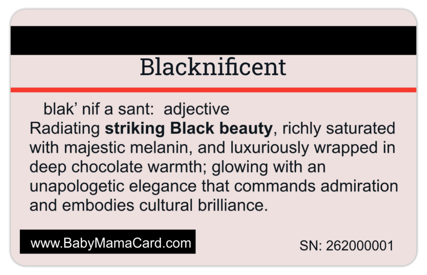 Official Blacknificent Card. 8 PACK (Free Shipping)