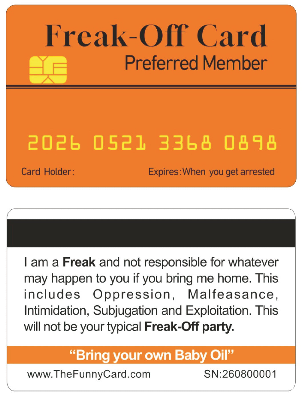 Official Freak-Off Card 8 PACK (Free Shipping)