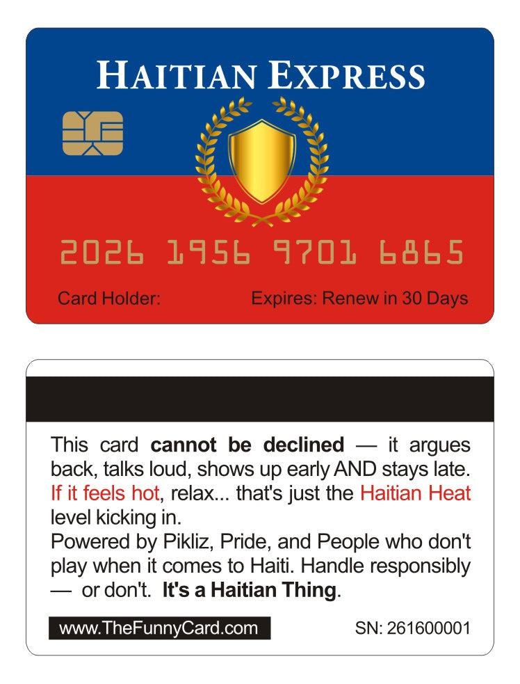 Official Haitian Express Card. 8 PACK (Free Shipping)
