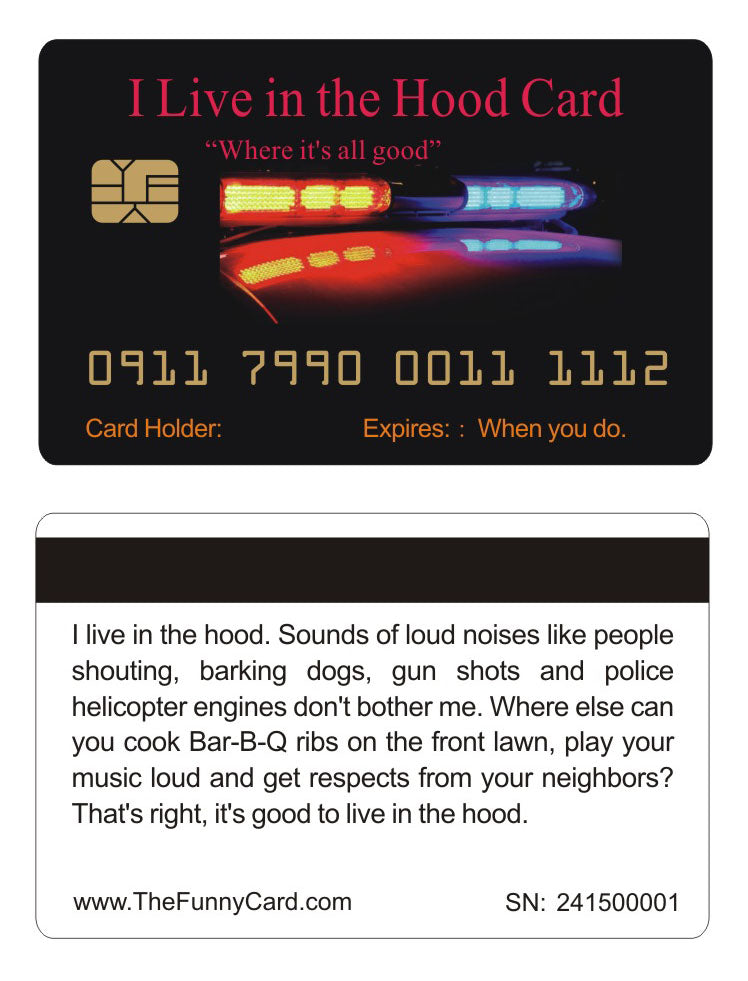 Official I Live In The Hood Card™ (4 PACK) Free Shipping..