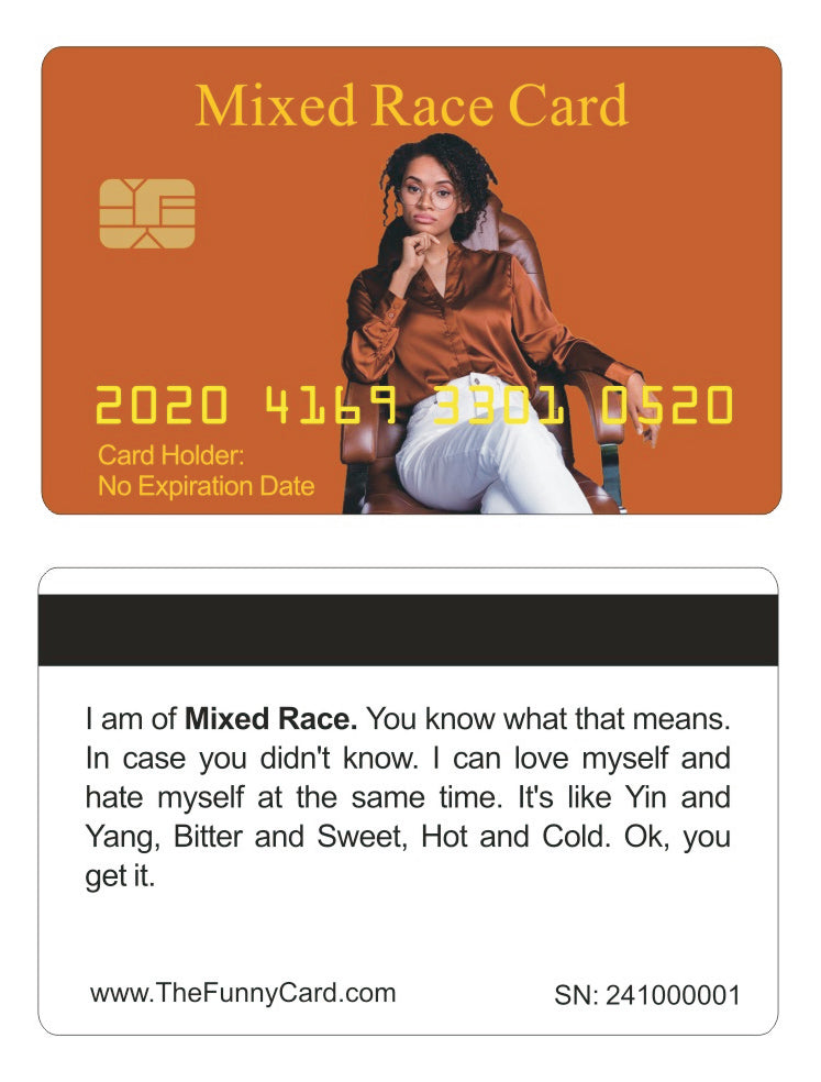 Official Mixed Race Person Card (8 PACK) Free Shipping.
