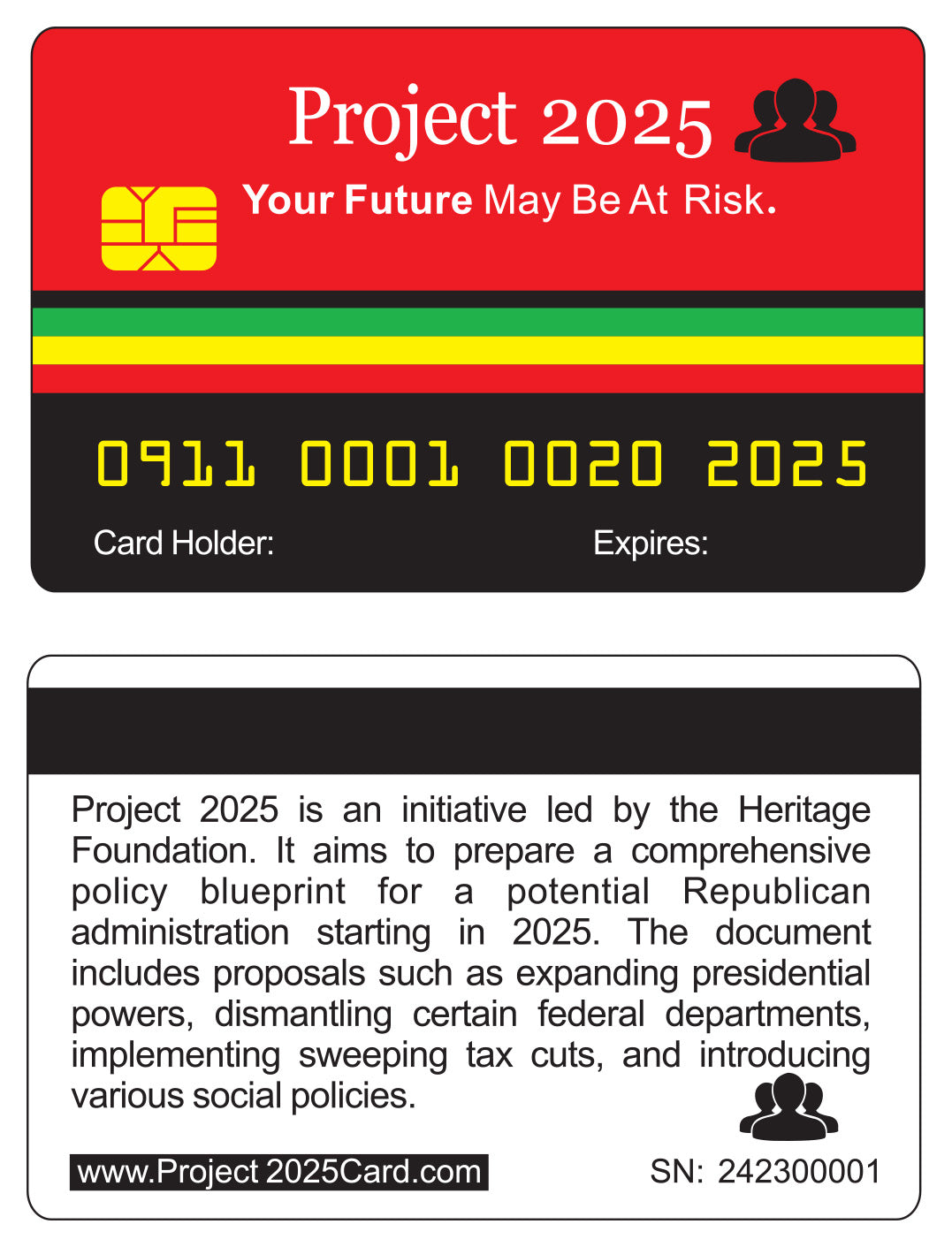 Official Project 2025 Card™ (4 PACK) Free Shipping.