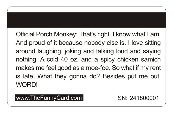 Official Porch Monkey Card™ (8 PACK) Free Shipping..