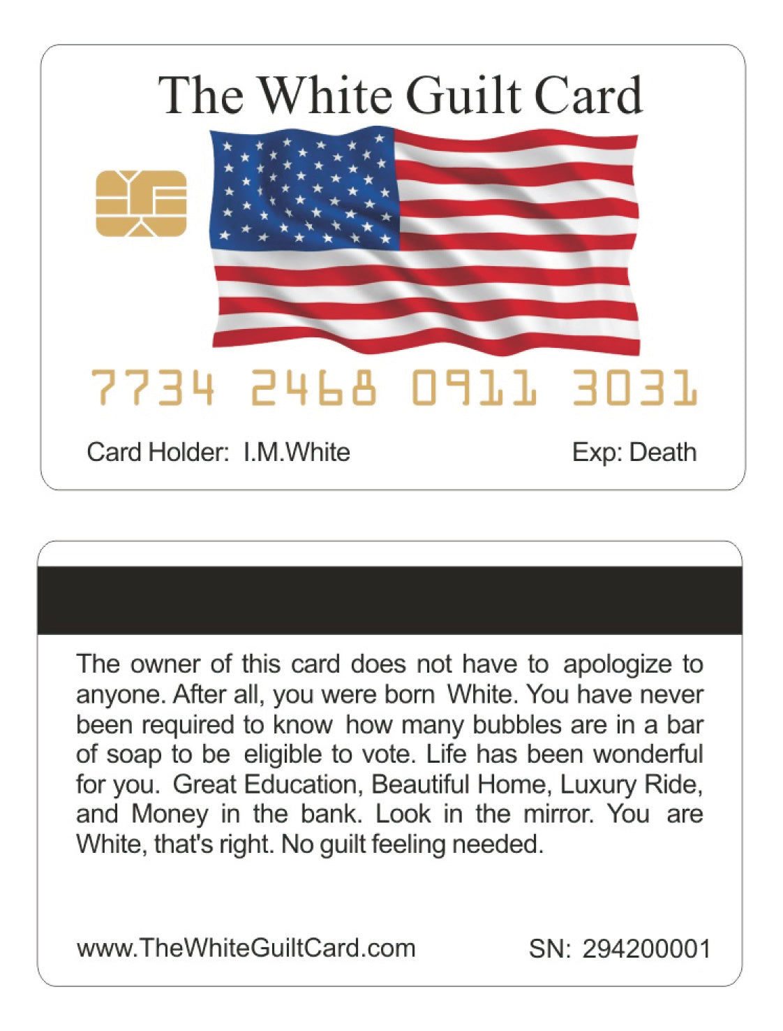 Official White Guilt Card™ (4 PACK) Free Shipping..