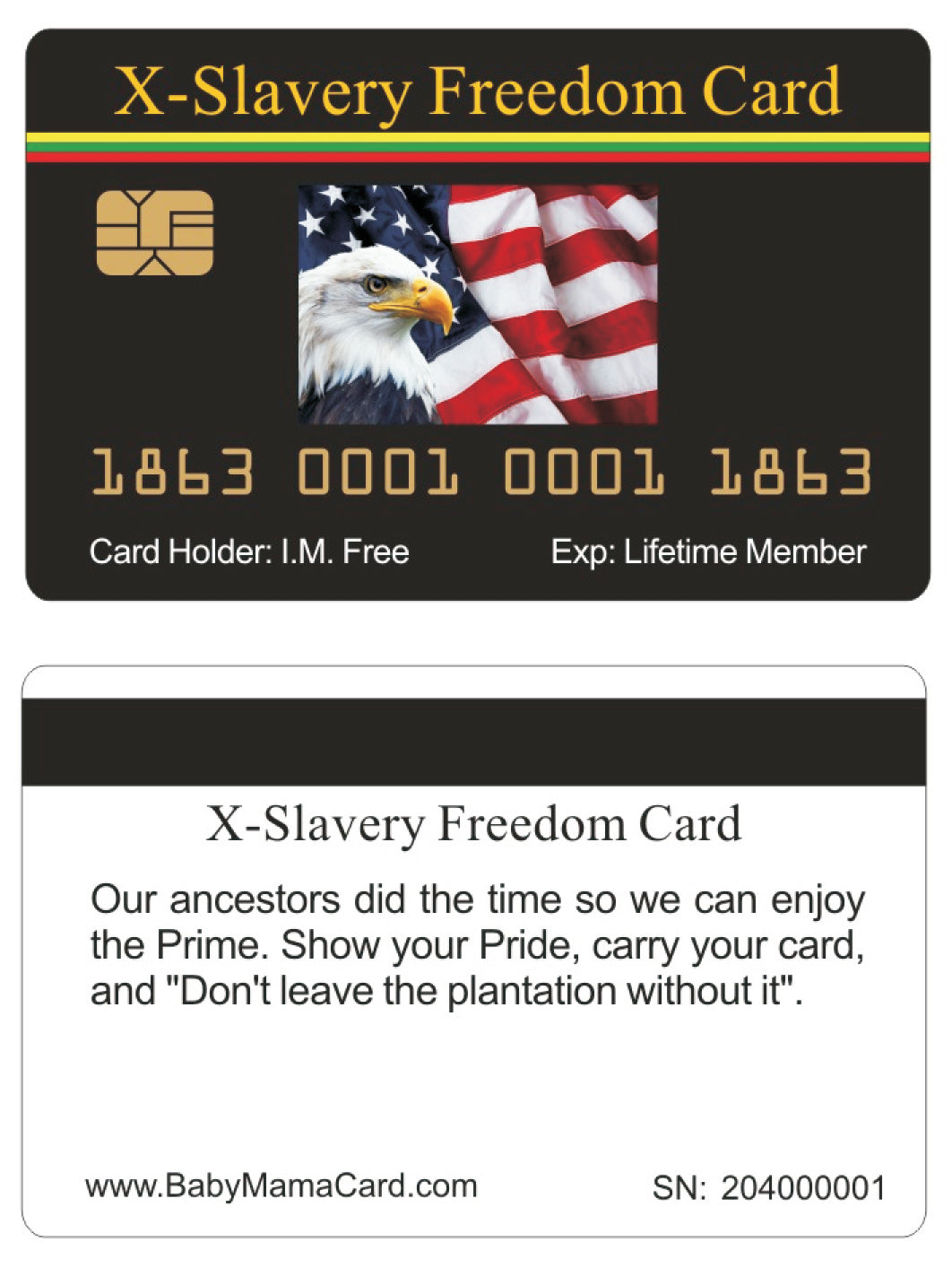 Official Slavery Freedom Card™ (8 PACK) Free Shipping..