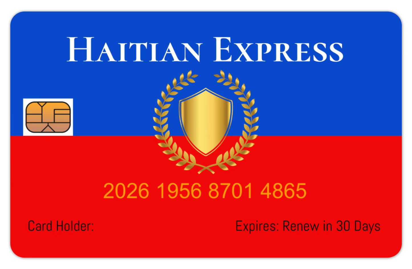 Official Haitian Express Card. 8 PACK  (Free Shipping)