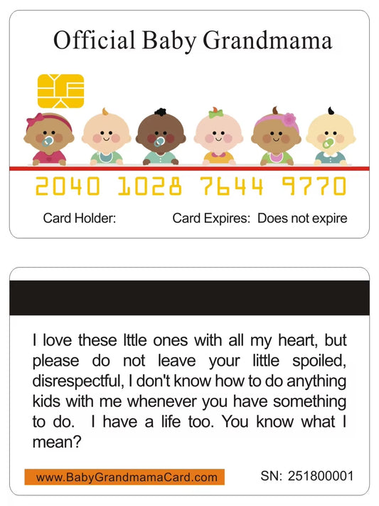Official Baby Grandmama Card (8 PACK) Free Shipping.