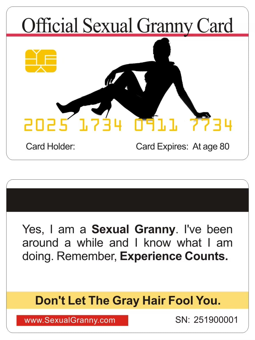 Official Sexual Granny Card (8 PACK) Free Shipping