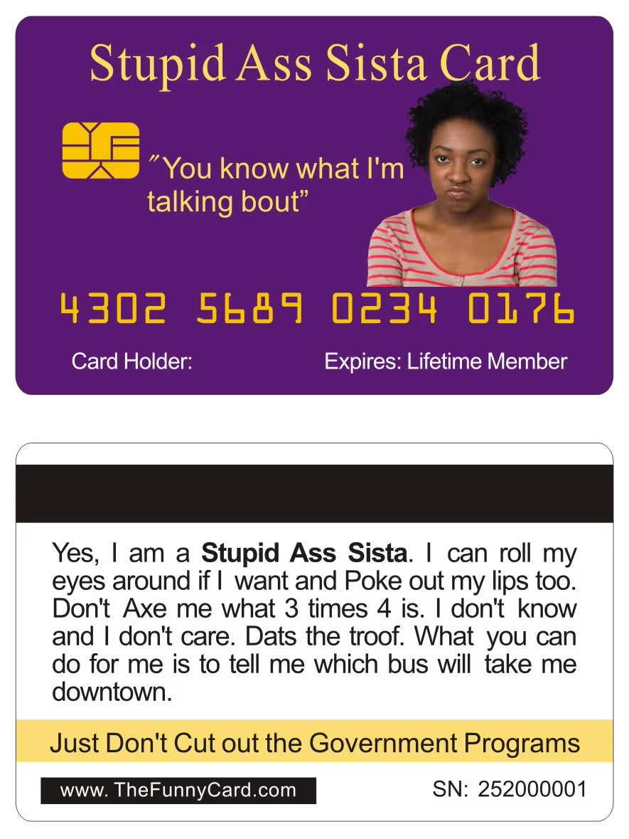 Official Stupid Ass Sista Card™ (8 PACK) Free Shipping