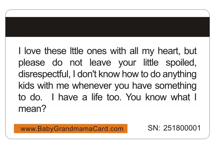 Official Baby Grandmama Card (8 PACK) Free Shipping.