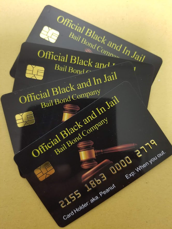 Official Black and In Jail Card™  Bail Bond Company (4 PACK) Free Shipping.