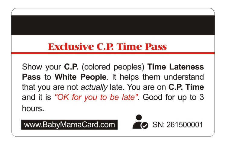 Official C.P. Time Card. 8 PACK  (Free Shipping)