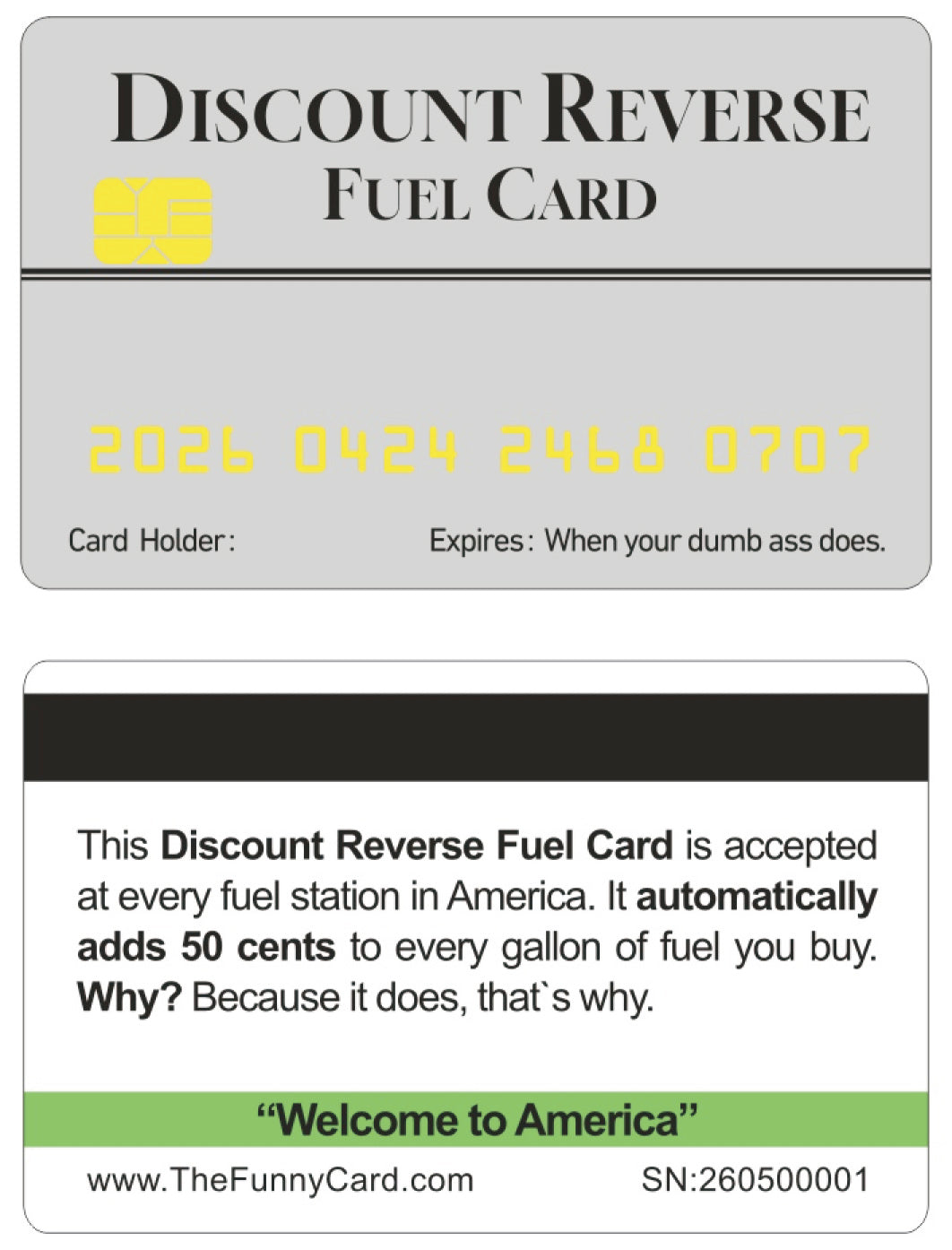Official Discount Reverse Fuel Card 8 PACK (Free Shipping)