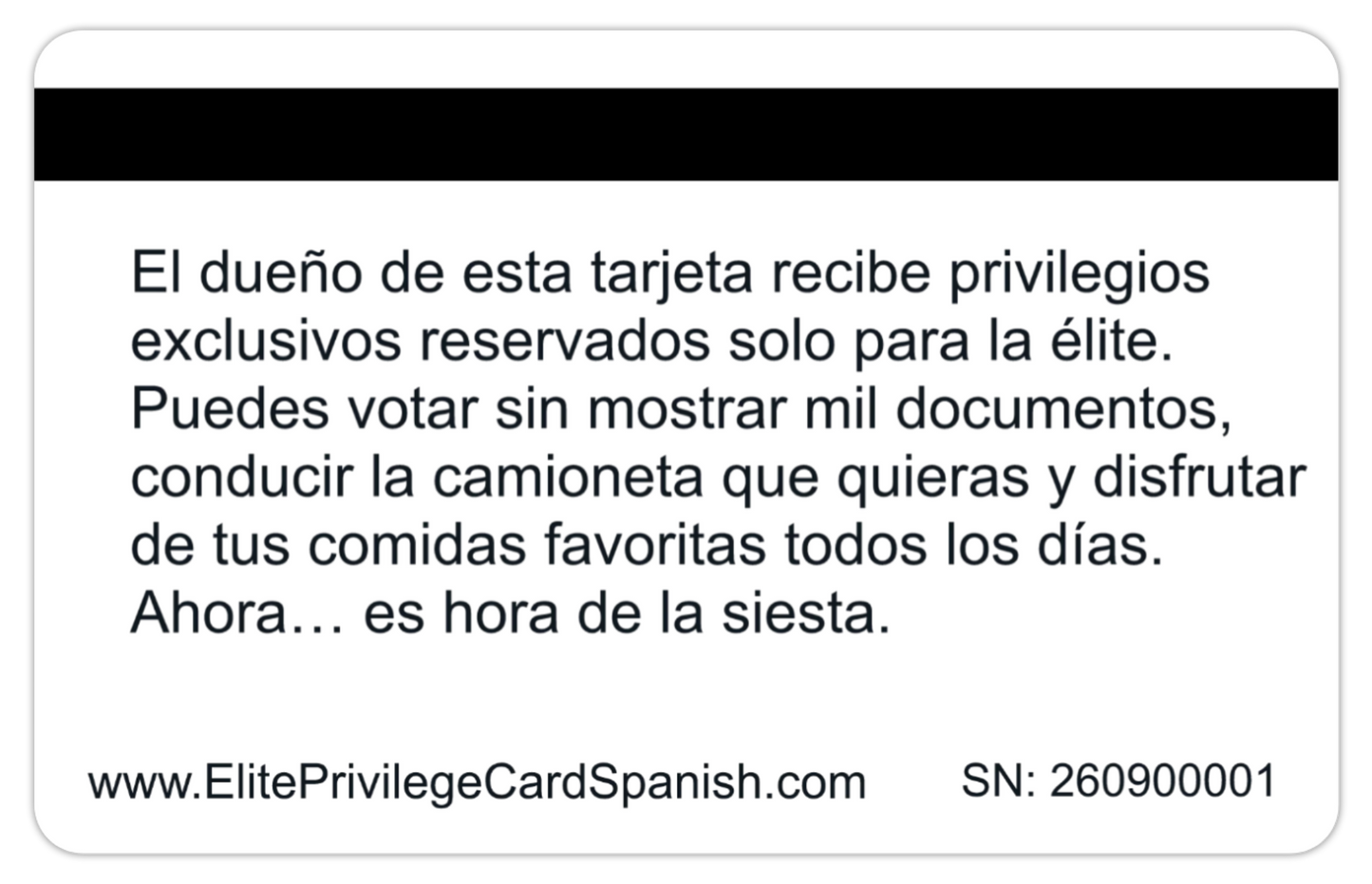 Official Elite Privilege Card SPANISH. 8 PACK (Free Shipping)