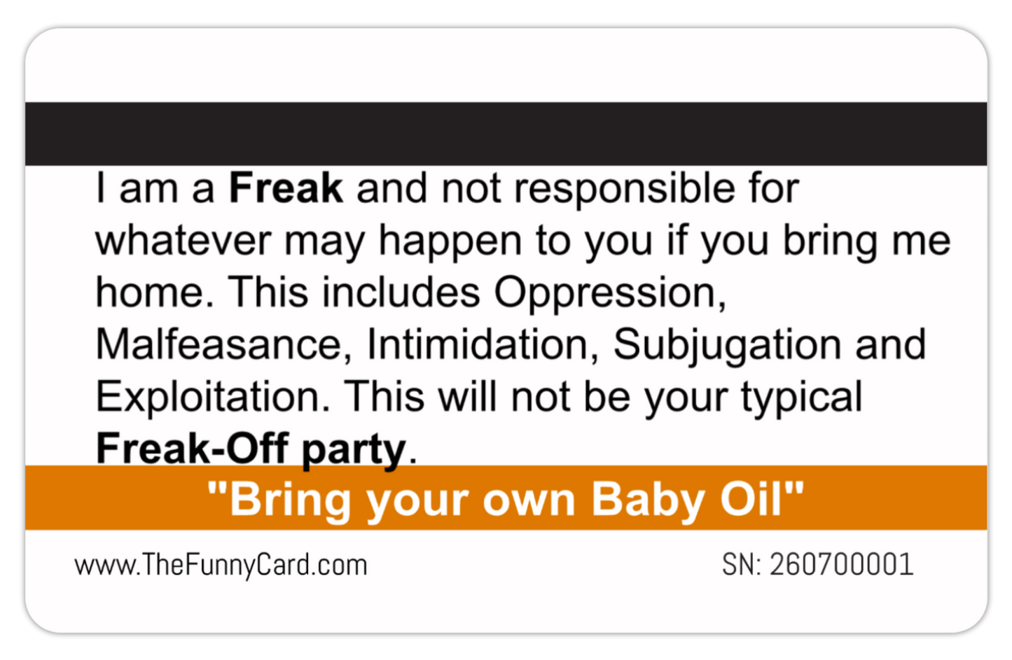 Official Freak-Off Card 8 PACK (Free Shipping)