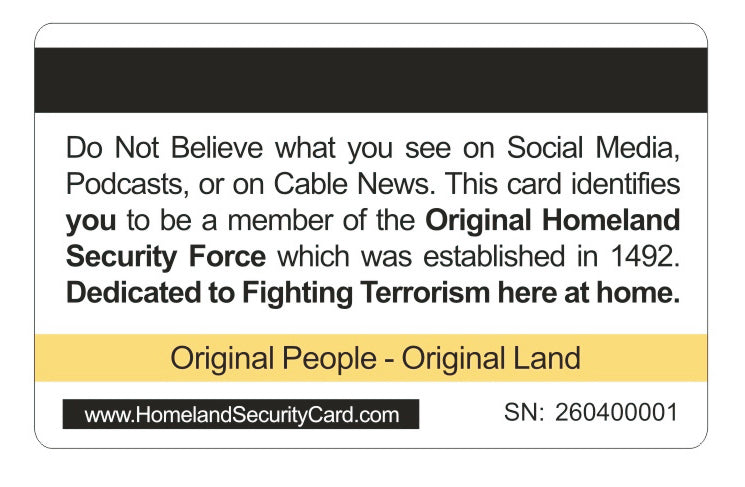 Official Homeland Security Card (8 PACK) Free Shipping