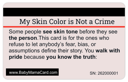 My Skin Color Is Not A Crime Card: 8 PACK (Free Shipping).