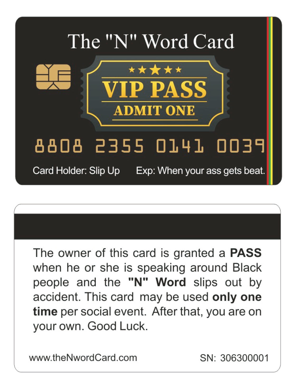 Official N Word Pass Card™ (4 PACK) Free Shipping..