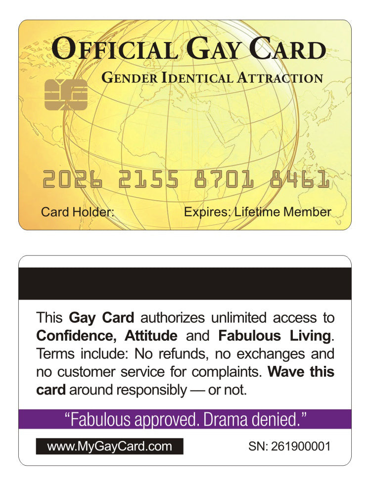 Official Gay Card. 8 PACK  (Free Shipping)