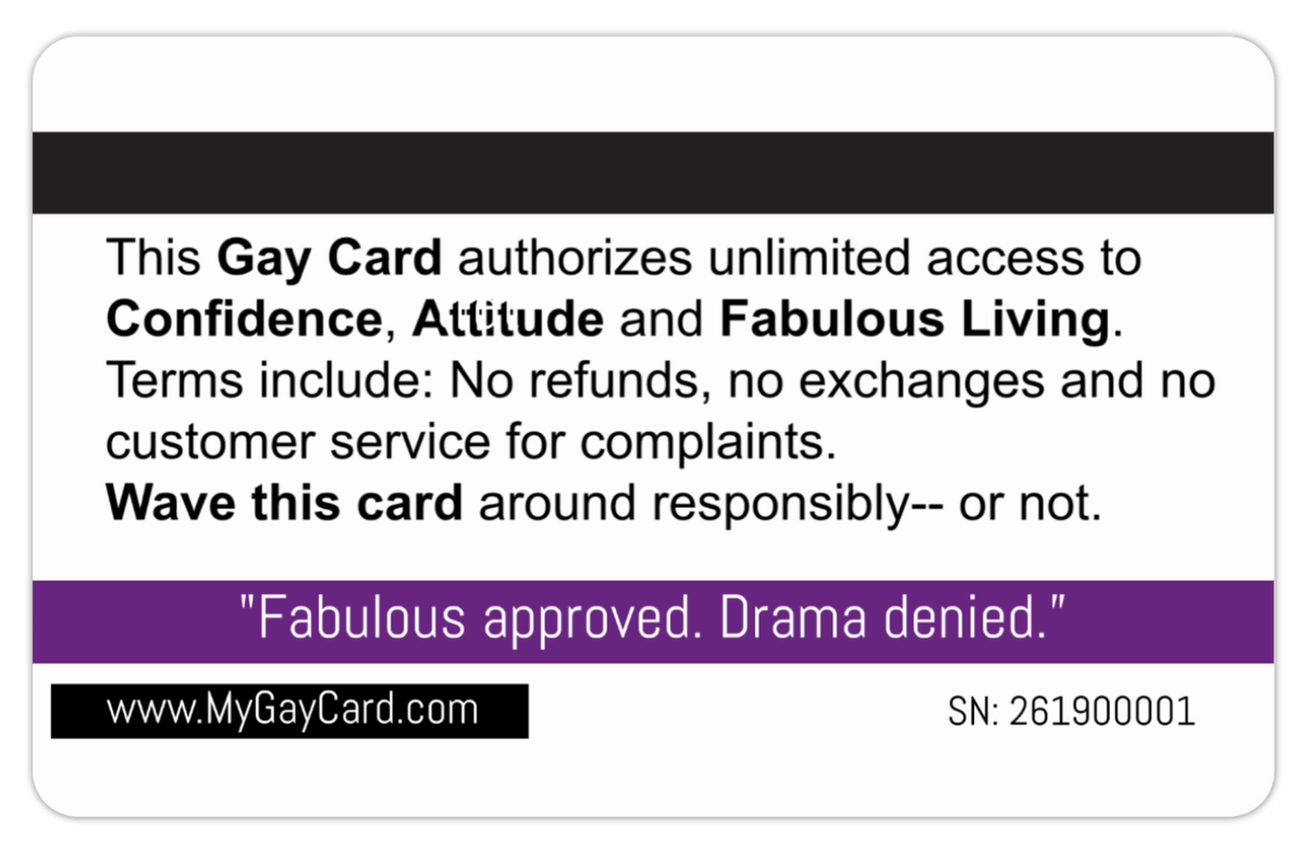 Official Gay Card. 8 PACK  (Free Shipping)