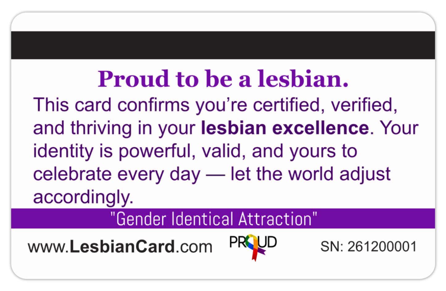 Official Proud To Be A Lesbian Card. 8 PACK  (Free Shipping)