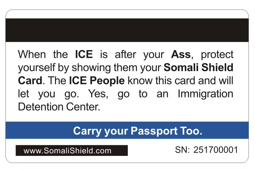 Official Somali Shield Card (8 PACK) Free Shipping