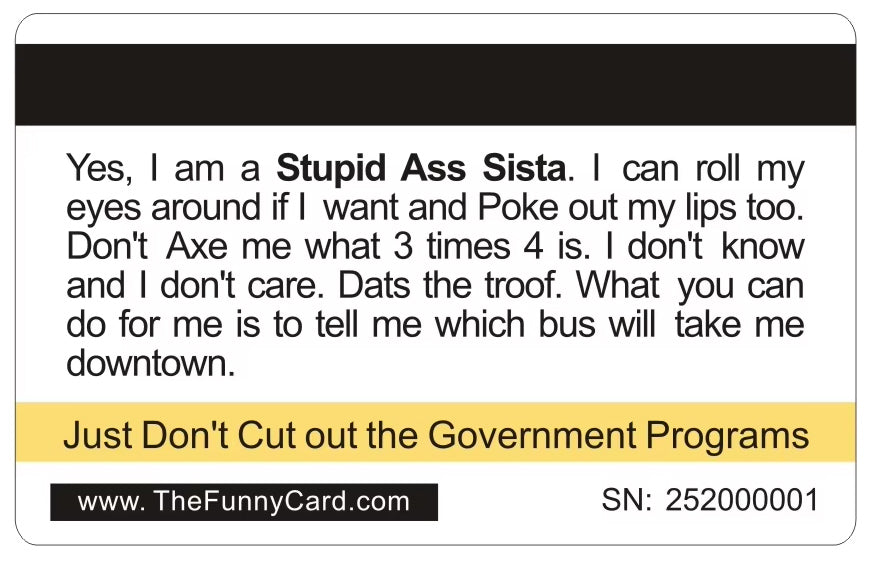 Official Stupid Ass Sista Card™ (8 PACK) Free Shipping