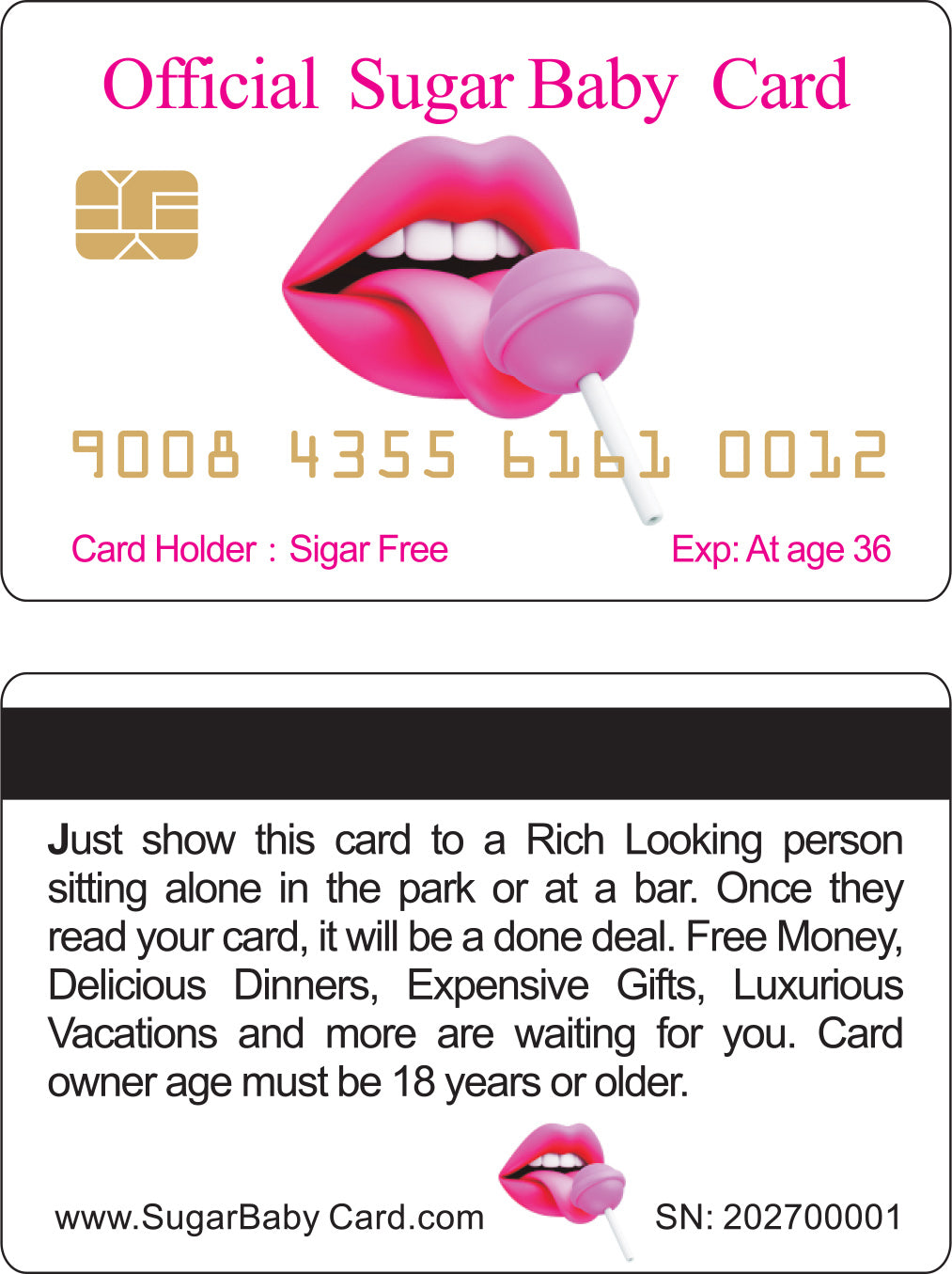 Official Sugar Baby™ and Sugar Daddy Card™ (4 PACK) Free Shipping..