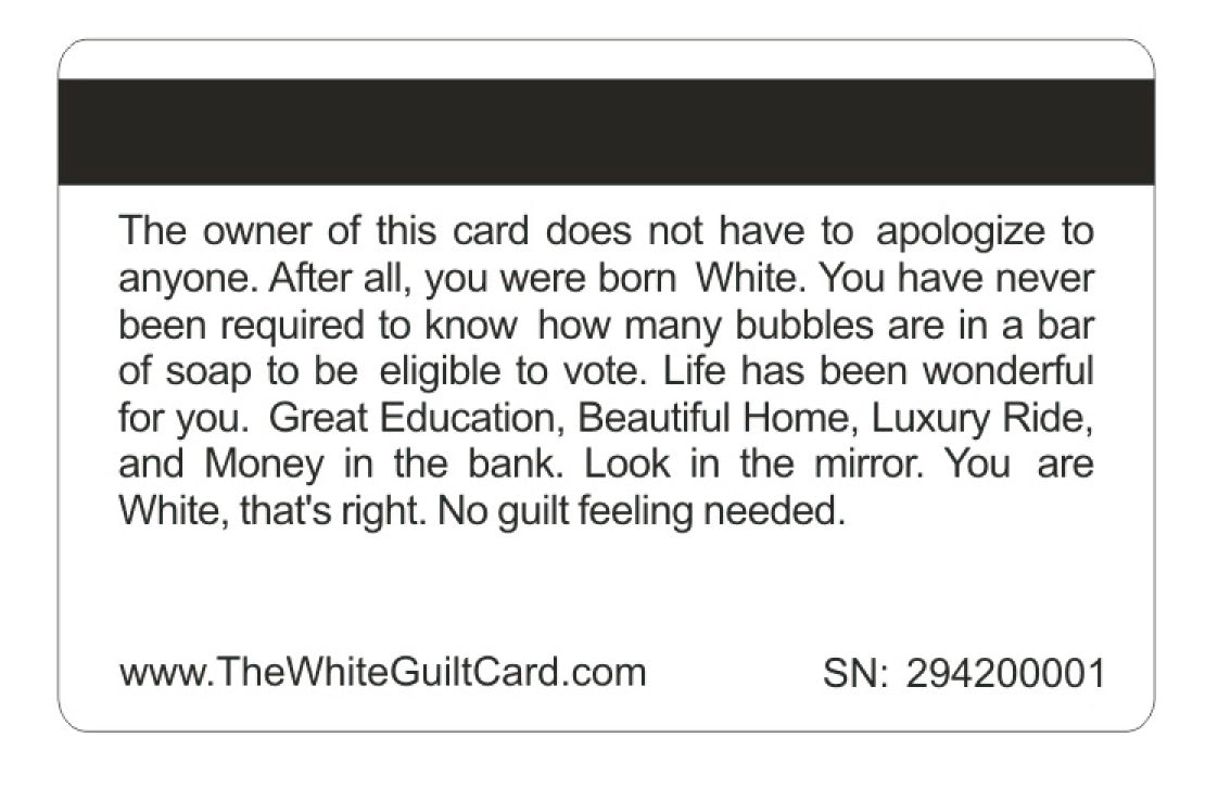 Official White Guilt Card™ (4 PACK) Free Shipping..