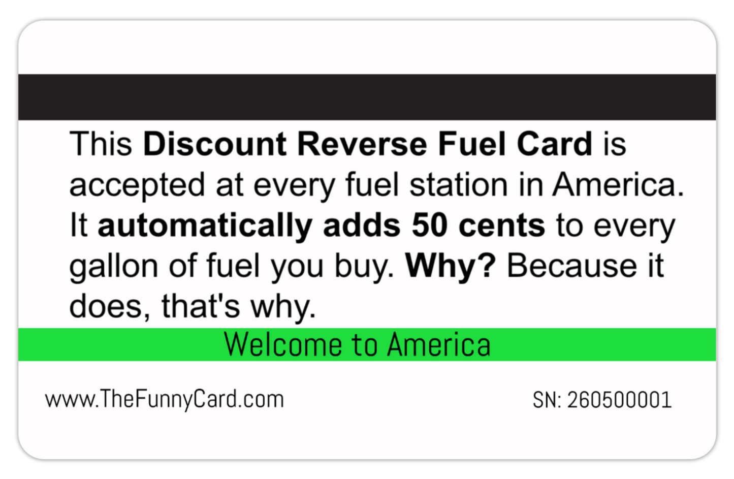 Official Discount Reverse Fuel Card 8 PACK (Free Shipping)