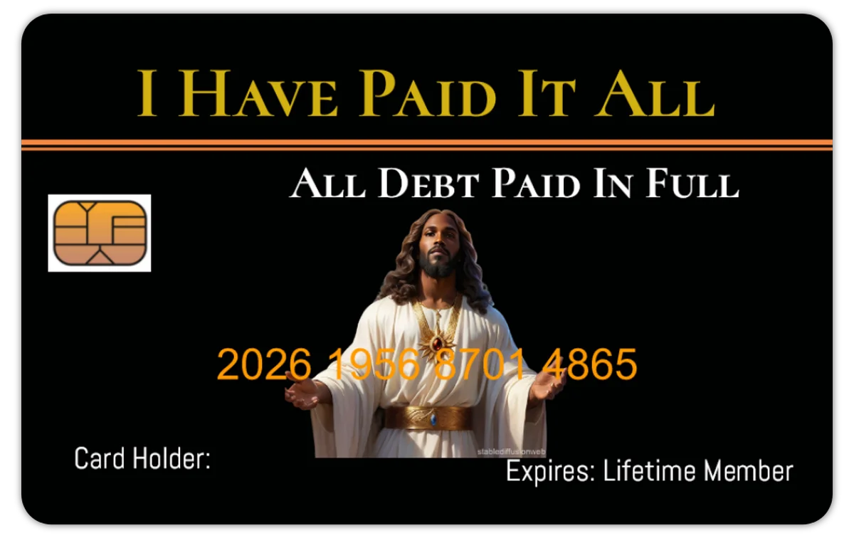 I Have Paid It All Card. 8 PACK  (Free Shipping)